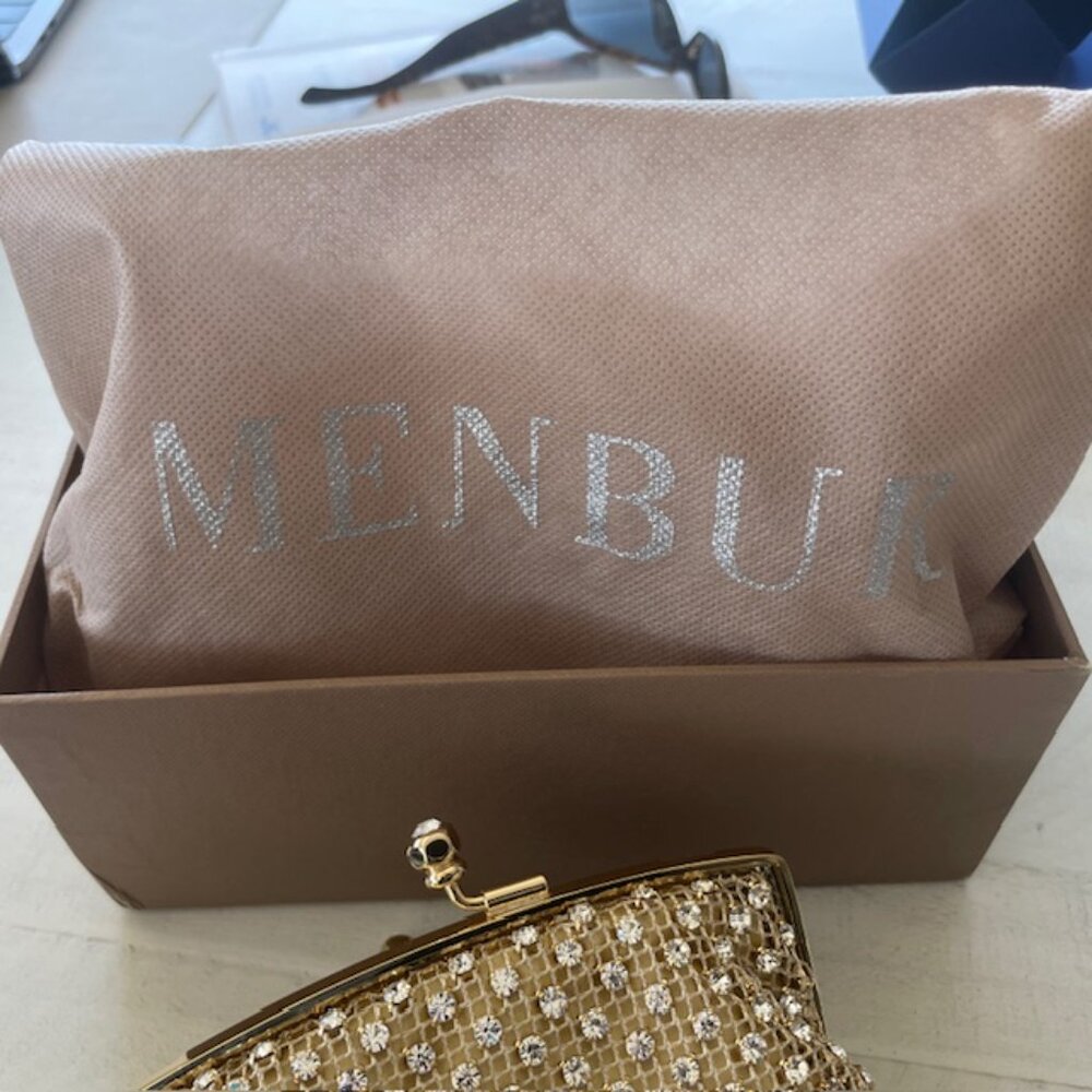 MENBUR GOLD CRYSTAL MESH CLUTCH SMALL SHOULDER BAG #12721-36 NWB - Picture 15 of 15